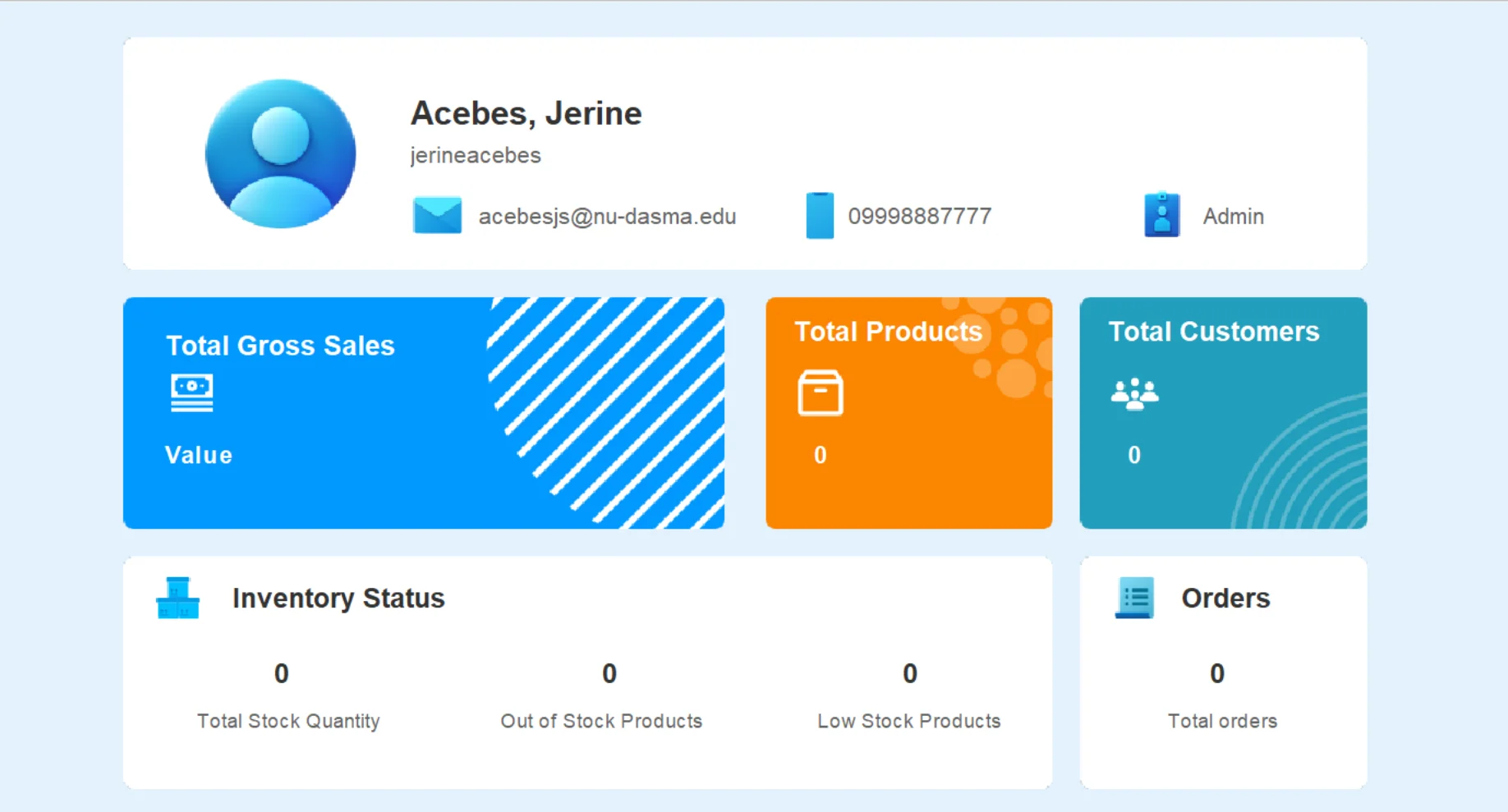 TechfinityCRUD admin dashboard showing product, customer, and order management screens.